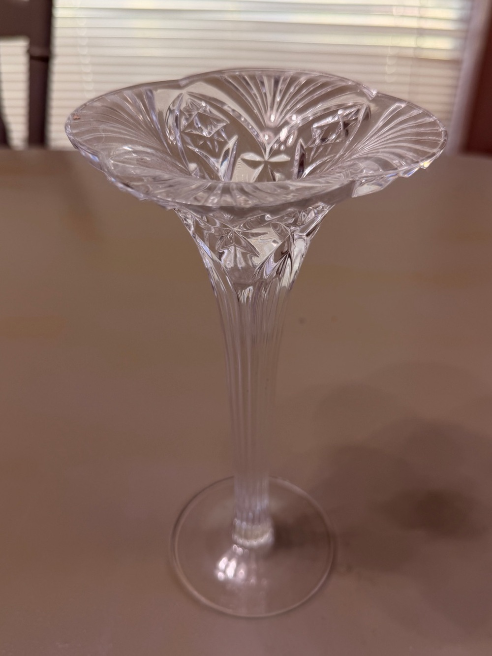 Cut Crystal Trumpet Vase - Clear